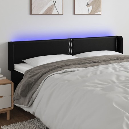 vidaXL Cabecero con LED cuero sintético negro 183x16x78/88 cm