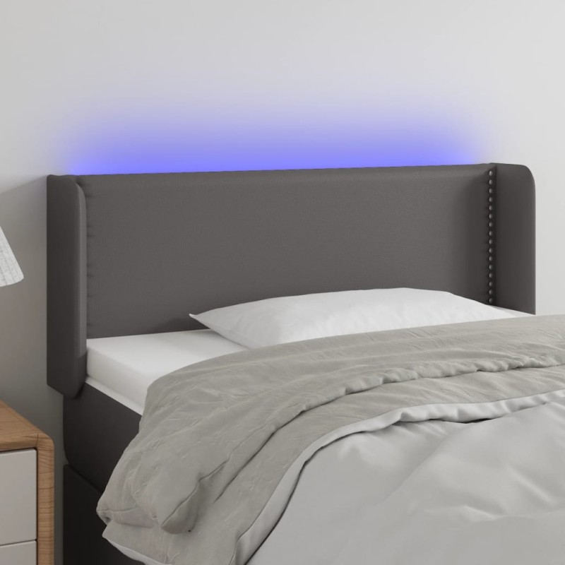 vidaXL Cabecero con LED cuero sintético gris 83x16x78/88 cm vidaXL Cabecero con LED cuero sintético gris 83x16x78/88 cm