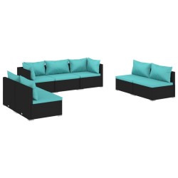 vidaXL Set de muebles de jardín 7 pzas y cojines ratán sintético negro