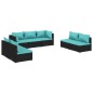 vidaXL Set de muebles de jardín 7 pzas y cojines ratán sintético negro vidaXL Set de muebles de jardín 7 pzas y cojines ratán sintético negro