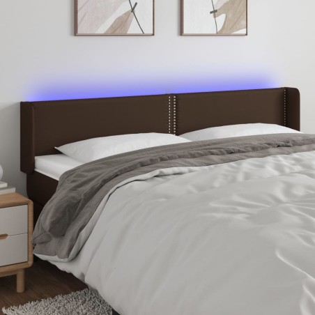 vidaXL Cabecero con LED cuero sintético marrón 183x16x78/88 cm