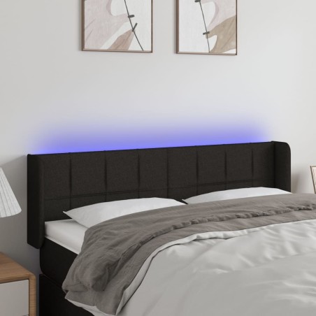 vidaXL Cabecero con LED de tela negro 147x16x78/88 cm