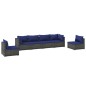 vidaXL Set de muebles de jardín 6 pzas y cojines ratán sintético gris vidaXL Set de muebles de jardín 6 pzas y cojines ratán sintético gris