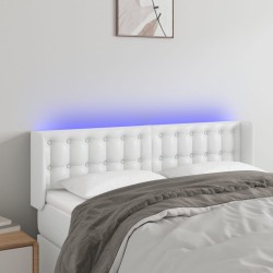 vidaXL Cabecero con LED cuero sintético blanco 147x16x78/88 cm