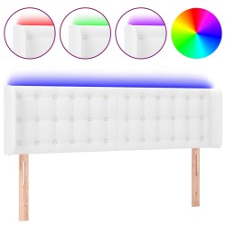 vidaXL Cabecero con LED cuero sintético blanco 147x16x78/88 cm
