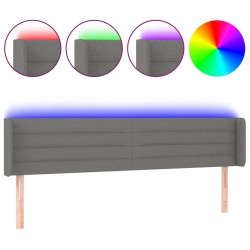 vidaXL Cabecero con LED de tela gris oscuro 203x16x78/88 cm