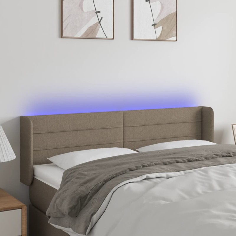 vidaXL Cabecero con LED de tela gris taupe 147x16x78/88 cm vidaXL Cabecero con LED de tela gris taupe 147x16x78/88 cm