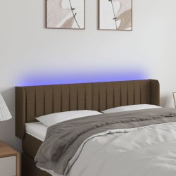 vidaXL Cabecero con LED de tela marrón oscuro 147x16x78/88 cm