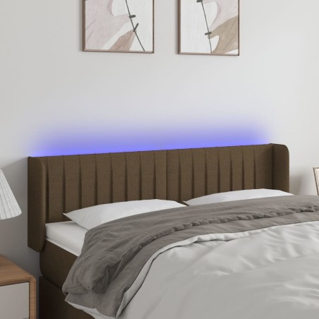 vidaXL Cabecero con LED de tela marrón oscuro 147x16x78/88 cm