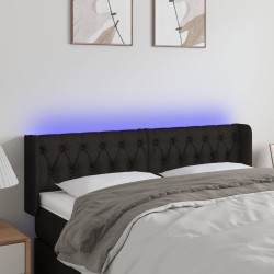 vidaXL Cabecero con LED de tela negro 147x16x78/88 cm