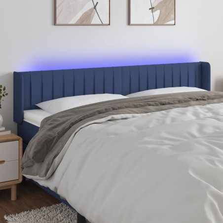 vidaXL Cabecero con LED de tela azul 183x16x78/88 cm