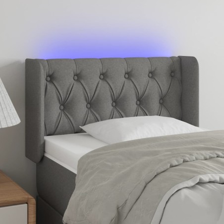 vidaXL Cabecero con LED de tela gris oscuro 83x16x78/88 cm
