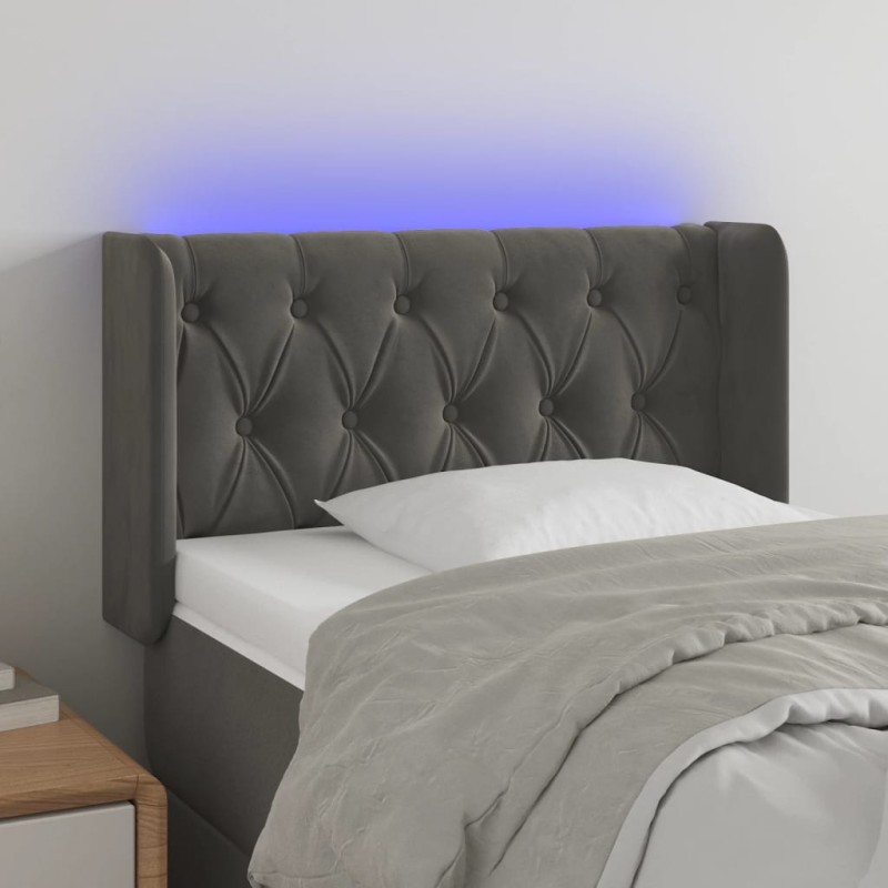vidaXL Cabecero con LED de terciopelo gris oscuro 83x16x78/88 cm vidaXL Cabecero con LED de terciopelo gris oscuro 83x16x78/88 cm