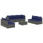 vidaXL Set de muebles de jardín 8 pzas y cojines ratán sintético gris