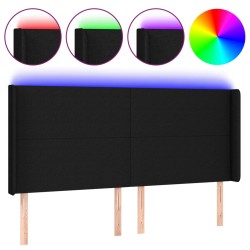 vidaXL Cabecero con LED de tela negro 183x16x118/128 cm