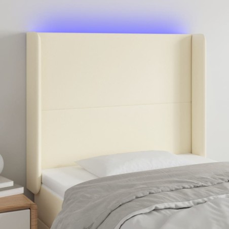 vidaXL Cabecero con LED cuero sintético color crema 83x16x118/128 cm