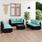 vidaXL Set de muebles de jardín 7 pzas y cojines ratán sintético negro vidaXL Set de muebles de jardín 7 pzas y cojines ratán sintético negro