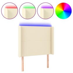 vidaXL Cabecero con LED cuero sintético color crema 103x16x118/128 cm
