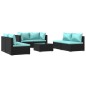 vidaXL Set de muebles de jardín 7 pzas y cojines ratán sintético negro vidaXL Set de muebles de jardín 7 pzas y cojines ratán sintético negro