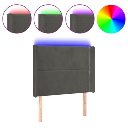 vidaXL Cabecero con LED de terciopelo gris oscuro 83x16x118/128 cm