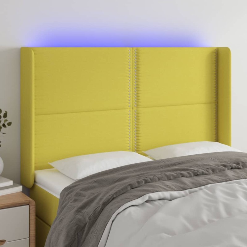 vidaXL Cabecero con LED de tela verde 147x16x118/128 cm vidaXL Cabecero con LED de tela verde 147x16x118/128 cm