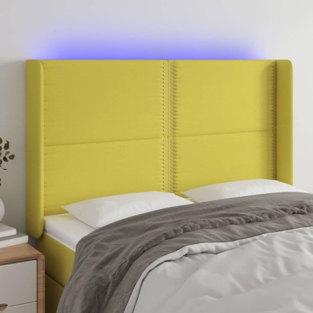 vidaXL Cabecero con LED de tela verde 147x16x118/128 cm