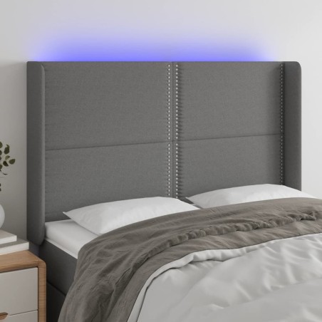 vidaXL Cabecero con LED de tela gris oscuro 147x16x118/128 cm