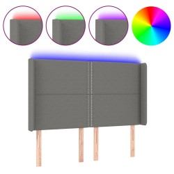 vidaXL Cabecero con LED de tela gris oscuro 147x16x118/128 cm