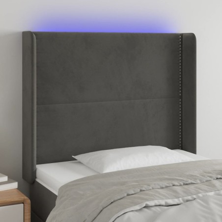 vidaXL Cabecero con LED de terciopelo gris oscuro 93x16x118/128 cm