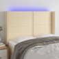 vidaXL Cabecero con LED de tela color crema 147x16x118/128 cm vidaXL Cabecero con LED de tela color crema 147x16x118/128 cm