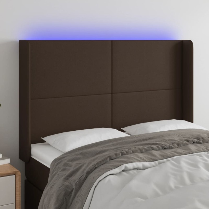 vidaXL Cabecero con LED cuero sintético marrón 147x16x118/128 cm vidaXL Cabecero con LED cuero sintético marrón 147x16x118/128 cm