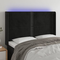 vidaXL Cabecero con LED de terciopelo negro 147x16x118/128 cm