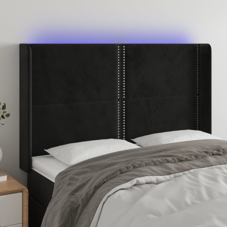 vidaXL Cabecero con LED de terciopelo negro 147x16x118/128 cm