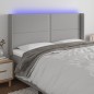 vidaXL Cabecero con LED de tela gris claro 203x16x118/128 cm vidaXL Cabecero con LED de tela gris claro 203x16x118/128 cm