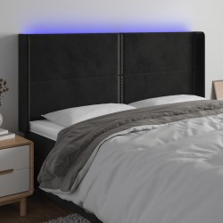vidaXL Cabecero con LED de terciopelo negro 163x16x118/128 cm