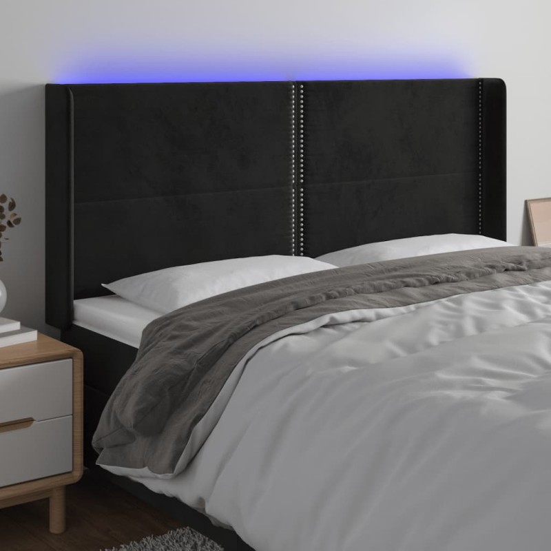 vidaXL Cabecero con LED de terciopelo negro 163x16x118/128 cm vidaXL Cabecero con LED de terciopelo negro 163x16x118/128 cm