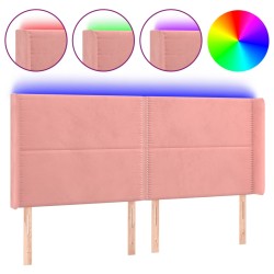 vidaXL Cabecero con LED de terciopelo rosa 203x16x118/128 cm