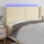 vidaXL Cabecero con LED cuero sintético color crema 183x16x118/128 cm vidaXL Cabecero con LED cuero sintético color crema 183x16x118/128 cm