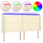 vidaXL Cabecero con LED cuero sintético color crema 183x16x118/128 cm vidaXL Cabecero con LED cuero sintético color crema 183x16x118/128 cm