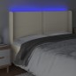 vidaXL Cabecero con LED cuero sintético color crema 183x16x118/128 cm vidaXL Cabecero con LED cuero sintético color crema 183x16x118/128 cm
