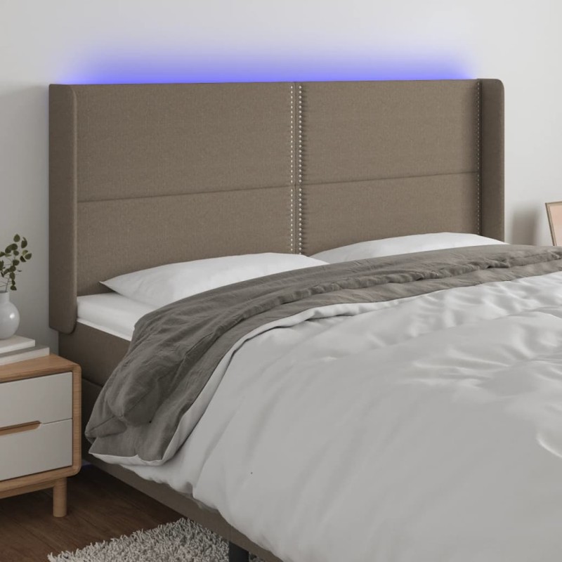 vidaXL Cabecero con LED de tela gris taupe 183x16x118/128 cm vidaXL Cabecero con LED de tela gris taupe 183x16x118/128 cm