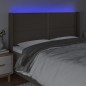 vidaXL Cabecero con LED de tela gris taupe 183x16x118/128 cm vidaXL Cabecero con LED de tela gris taupe 183x16x118/128 cm
