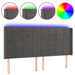 vidaXL Cabecero con LED de terciopelo gris oscuro 203x16x118/128 cm