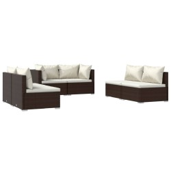 vidaXL Set muebles de jardín 6 piezas y cojines ratán sintético marrón