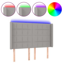 vidaXL Cabecero con LED de tela gris claro 147x16x118/128 cm