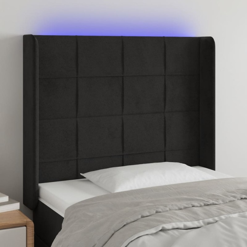 vidaXL Cabecero con LED de terciopelo negro 103x16x118/128 cm vidaXL Cabecero con LED de terciopelo negro 103x16x118/128 cm