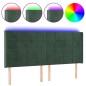 vidaXL Cabecero con LED de terciopelo verde oscuro 203x16x118/128 cm