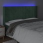 vidaXL Cabecero con LED de terciopelo verde oscuro 203x16x118/128 cm