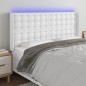 vidaXL Cabecero con LED cuero sintético blanco 203x16x118/128 cm vidaXL Cabecero con LED cuero sintético blanco 203x16x118/128 cm