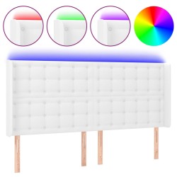 vidaXL Cabecero con LED cuero sintético blanco 203x16x118/128 cm